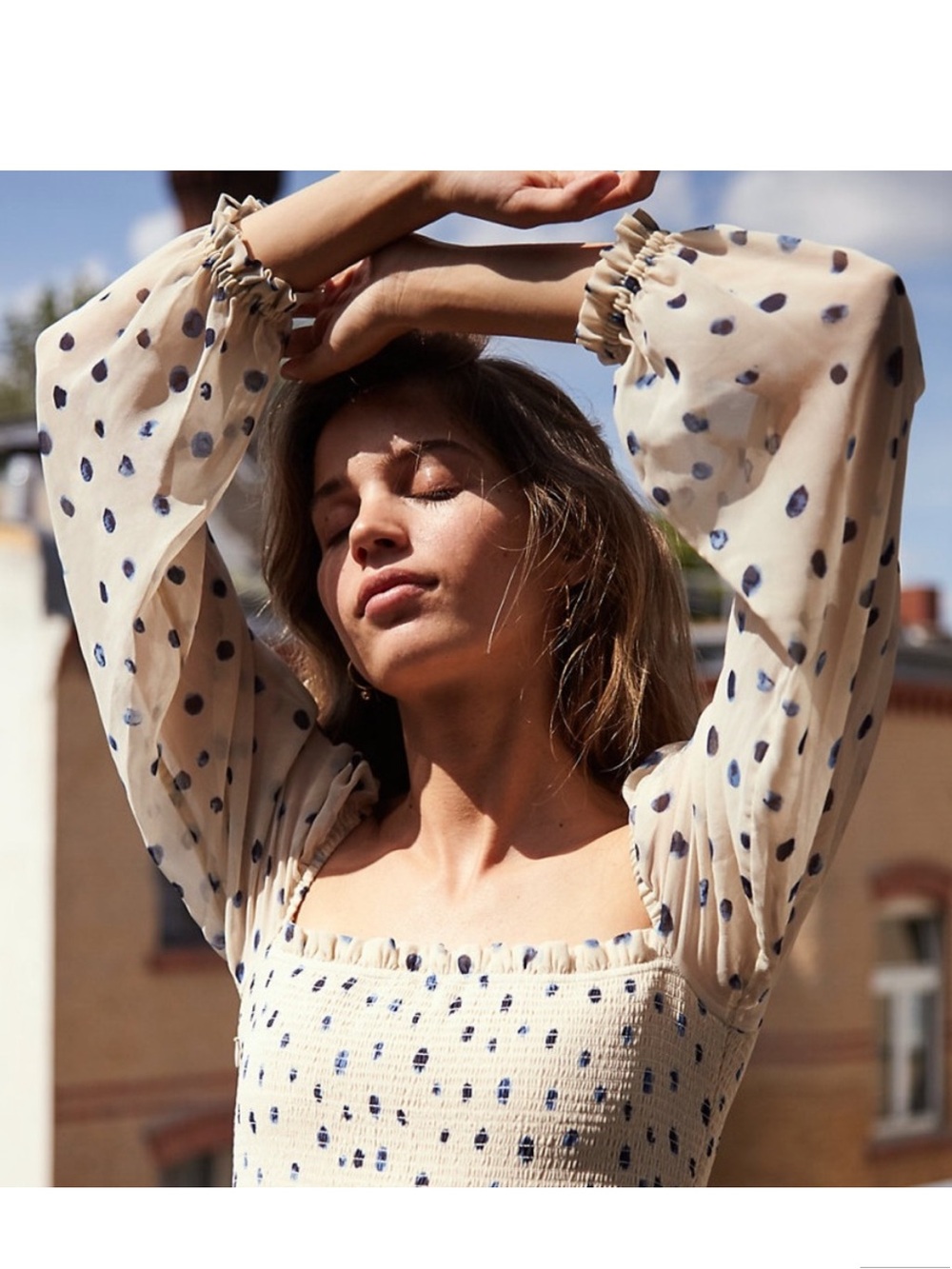 Wilfred Cream Mini Dress with Blue Dot Print - Picture 2 of 6